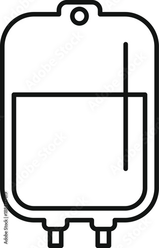 Blood bag line art icon representing medical donation and transfusion in healthcare