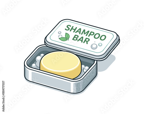 Flat vector illustration of shampoo bar tin isolated on pure white slightly style high quality no texture no grain