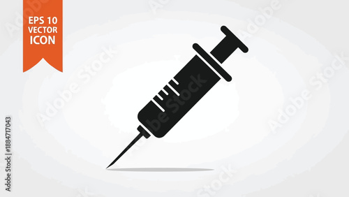 Vector Illustration of a Syringe Icon on White Background