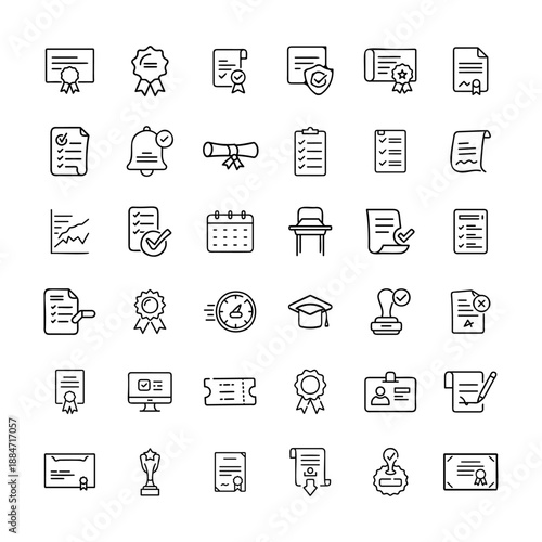 Certificate and award document icon set