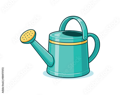 Flat vector illustration of small watering can isolated on pure white slightly style high quality no texture no grain