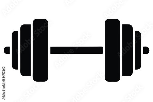 dumbbell silhouette line art vector illustration with a white background