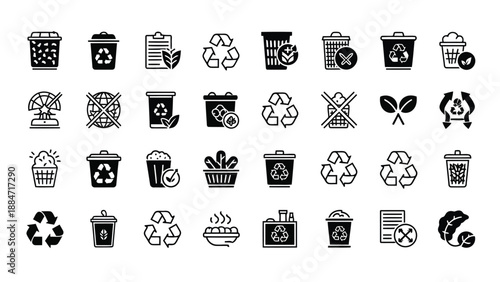 Vector Illustration of Recycling Symbols and Waste Management Icons