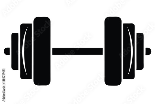 dumbbell silhouette line art vector illustration with a white background