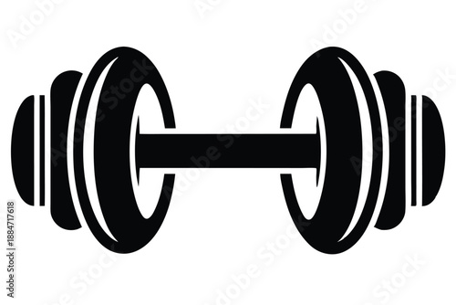 dumbbell silhouette line art vector illustration with a white background