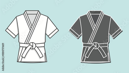 Vector Illustration of Karate Uniforms in White and Dark Gray