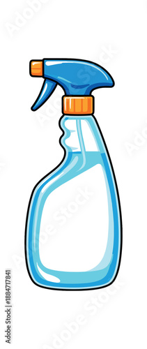 Flat vector illustration of spray bottle with no label isolated on pure white slightly style high quality no texture no grain