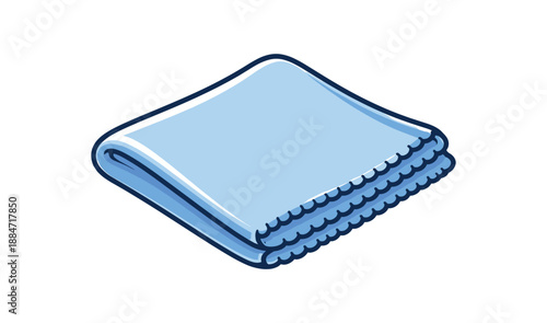 Flat vector illustration of microfiber cleaning cloth isolated on pure white slightly style high quality no texture no grain