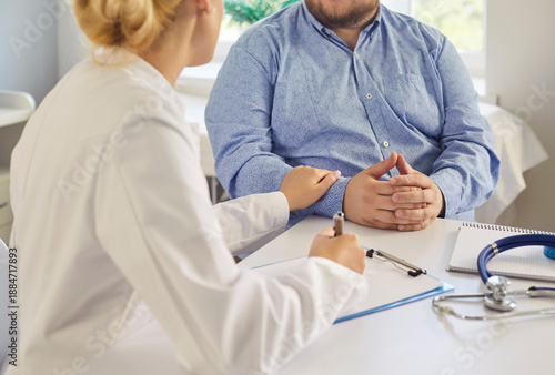 Photos Doctor and patient consultation about obesity