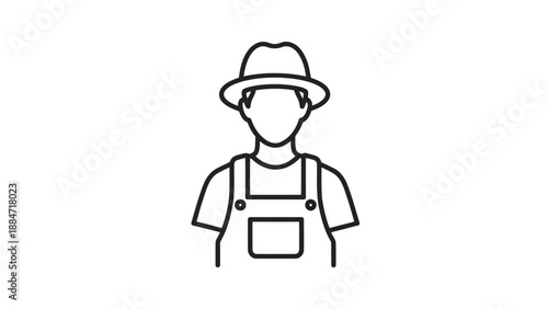 Vector Illustration of a Farmer Wearing Overalls and a Hat