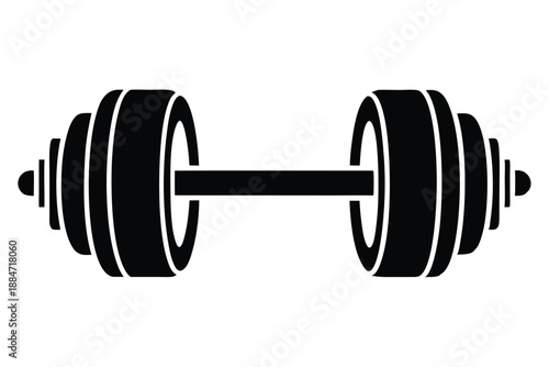 dumbbell silhouette line art vector illustration with a white background