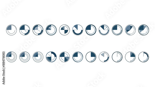 Vector Illustration of Various Pie Charts for Data Visualization and Statistics