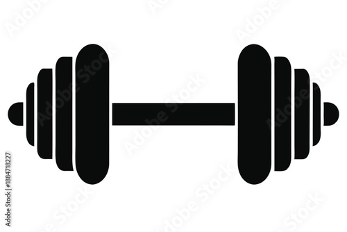 dumbbell silhouette line art vector illustration with a white background