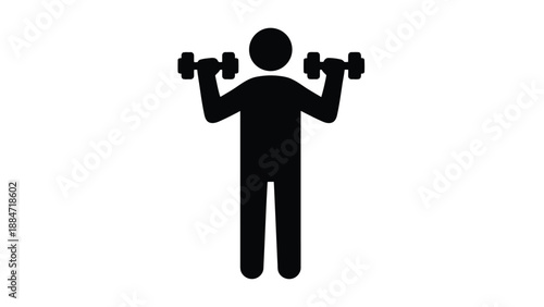 Vector Illustration of Person Exercising with Dumbbells in Simple Design