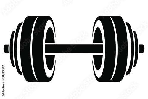 dumbbell silhouette line art vector illustration with a white background