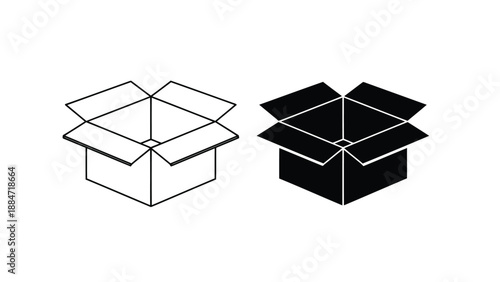 Vector Illustration of Open Cardboard Boxes in Various Styles
