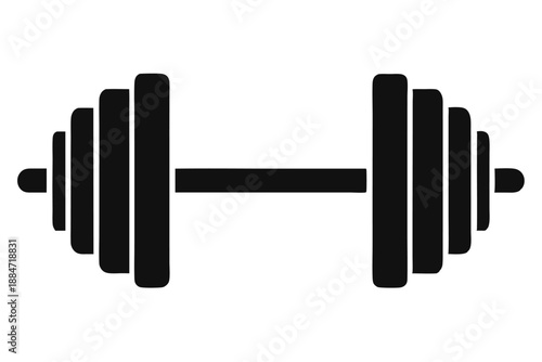 dumbbell silhouette line art vector illustration with a white background
