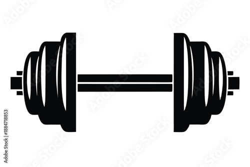 dumbbell silhouette line art vector illustration with a white background
