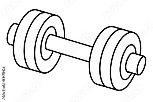 dumbbell silhouette line art vector illustration with a white background