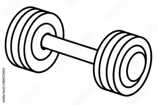 dumbbell silhouette line art vector illustration with a white background