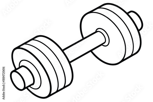 dumbbell silhouette line art vector illustration with a white background