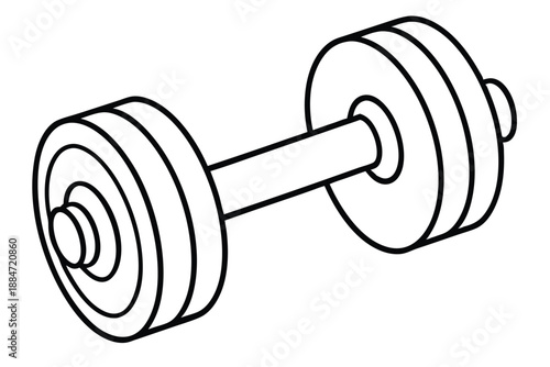 dumbbell silhouette line art vector illustration with a white background