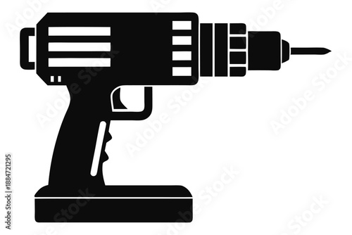 drill machine silhouette line art vector illustration with a white background