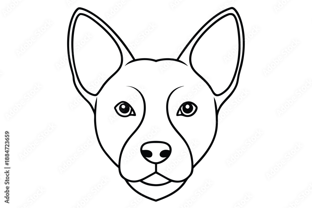 Obraz premium dog head silhouette line art vector illustration with a white background