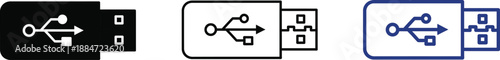 USB flash drive icons set for data storage and computer technology vector illustration