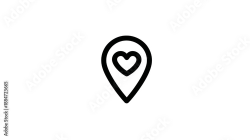 Free Download A black and white graphic showing a location pin with a heart symbol inside it - GFXLoad