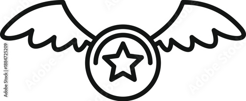 Star emblem with wings representing victory, success, and achievement