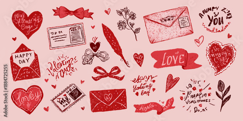  Seamless pattern of hearts, flowers, cupcakes, and sweet treats with a pink, cute, and festive theme, perfect for birthday parties and celebrations