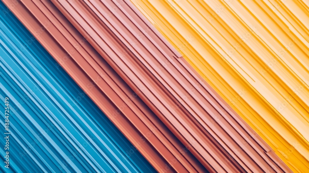 Obraz premium Diagonal stripes of blue, rust and yellow metal, creating an abstract pattern of industrial textures and vibrant color blocking. Abstract, Texture, Pattern