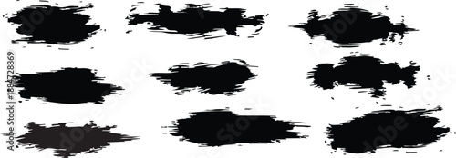 Grunge style hand-drawn thick brush strokes in acrylic paint. Textured ink lines with marker accents, underlines, and strikethroughs for vector art, creative scribbles