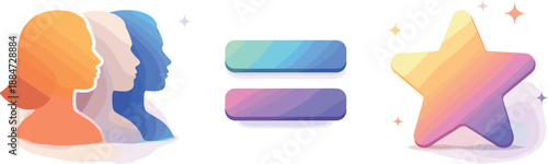 Diversity Icons Harmony. Diversity and belonging concept expressed as modern social balance, three symbolic icons arranged