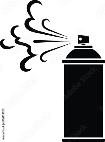 Spray can icon, black silhouette, aerosol spray, artistic design element