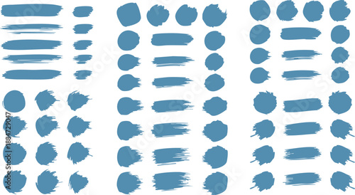bundle of different ink brush strokes rectangle, square and round freehand drawings. Ink splatters, grungy painted lines, artistic design, waves. Brush Stroke Paint Boxes Set
