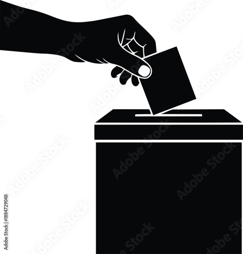 Hand casting ballot into box, voting process, democracy symbol