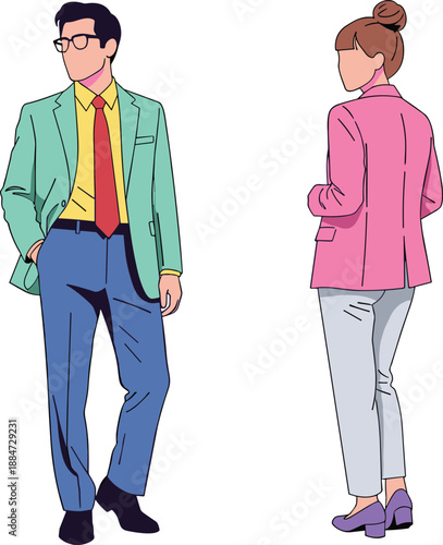 Modern Business Team Vector Illustration of Professional People Using Laptops and Digital Tablet for Corporate Work Office Startup Collaboration Isolated on White Background