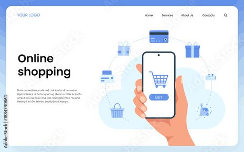 Online Shopping Concept with Mobile Phone and Cart