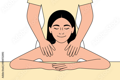 A woman receiving a relaxing shoulder massage from a skilled therapist in a calming spa environment.