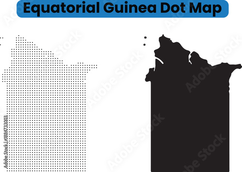 Dotted Map of Equatorial Guinea with Clean Country Silhouette.