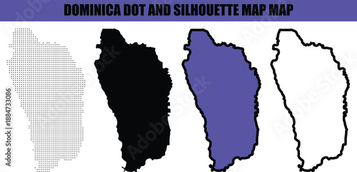 Fotografía Dominica Dot Map and Silhouette Vector Illustration