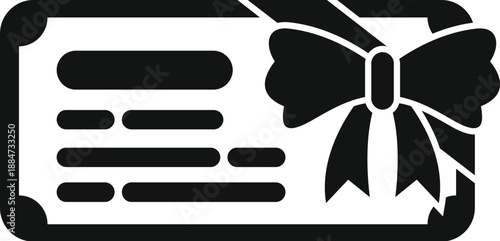 Gift voucher or present card design with a bow representing discount shopping