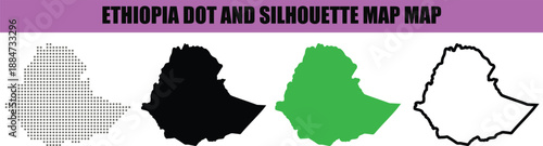 Ethiopia Map Dot Pattern and Outline Silhouette Vector