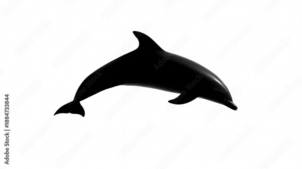 Fototapeta premium Ocean's Grace: An elegant silhouette of a dolphin leaps gracefully against the pure background, embodying the freedom and beauty of marine life.