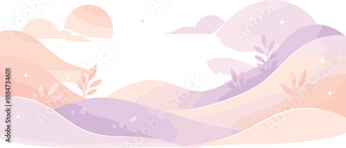 Soft Aesthetic Harmony. Gentle rounded forms layered delicately to create a soothing and airy visual mood, modern flat vector