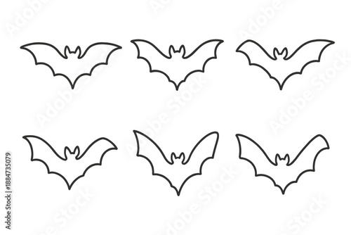 Night Creature Icons. Line style icons of Night Creatures: shadow flier, light outline, delicate wing tip, quiet form, aerial