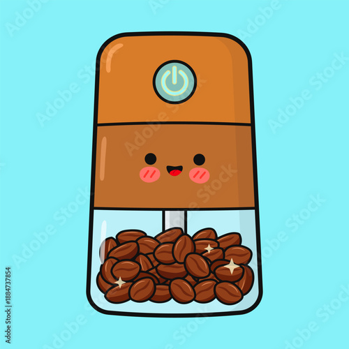 Happy electric coffee grinder with coffee beans