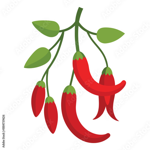 Vector art illustration of red pepper on a new innovative vine